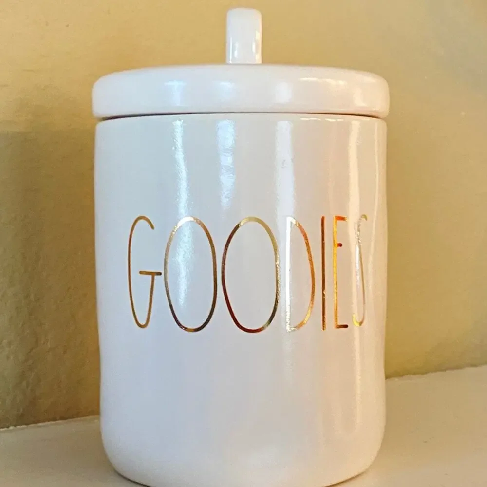 Rae Dunn GOODIES Canister LL Gold Iridescent Farmhouse Kitchen Decor Storage